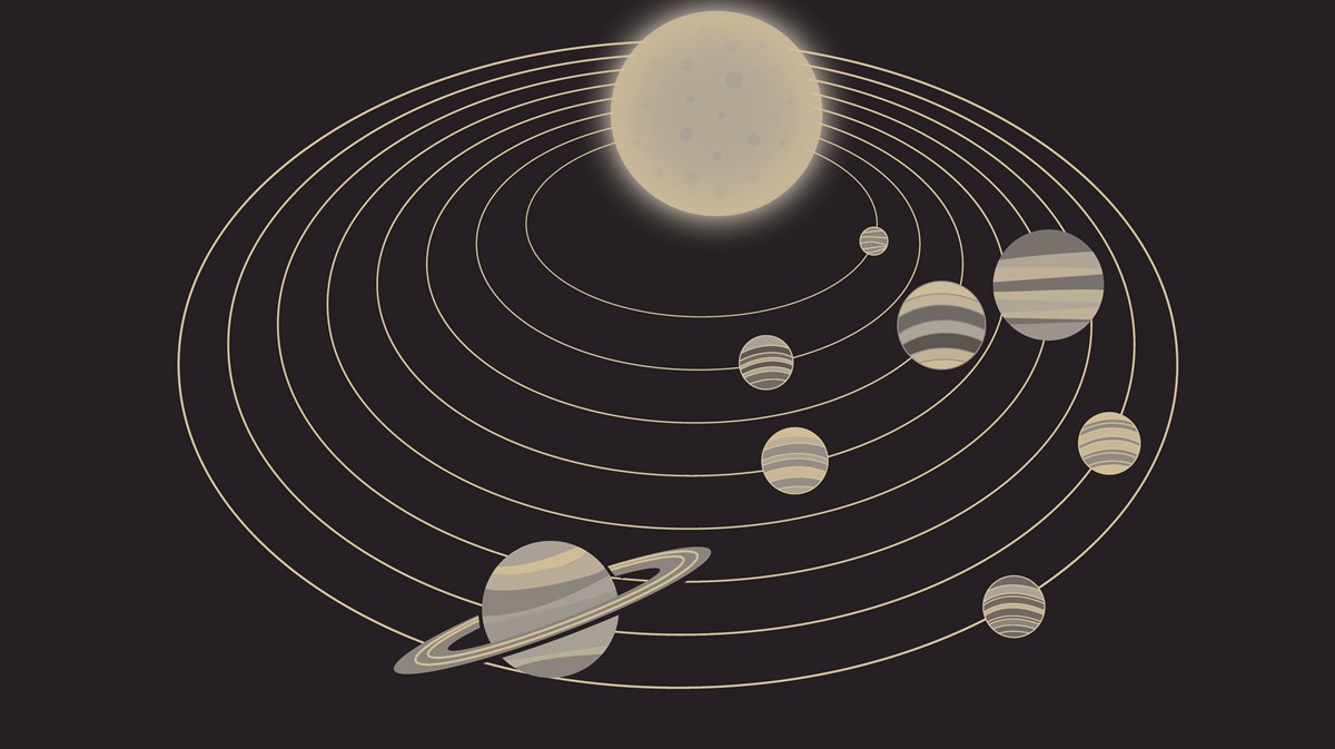Grafisk teckning över solsystemet 